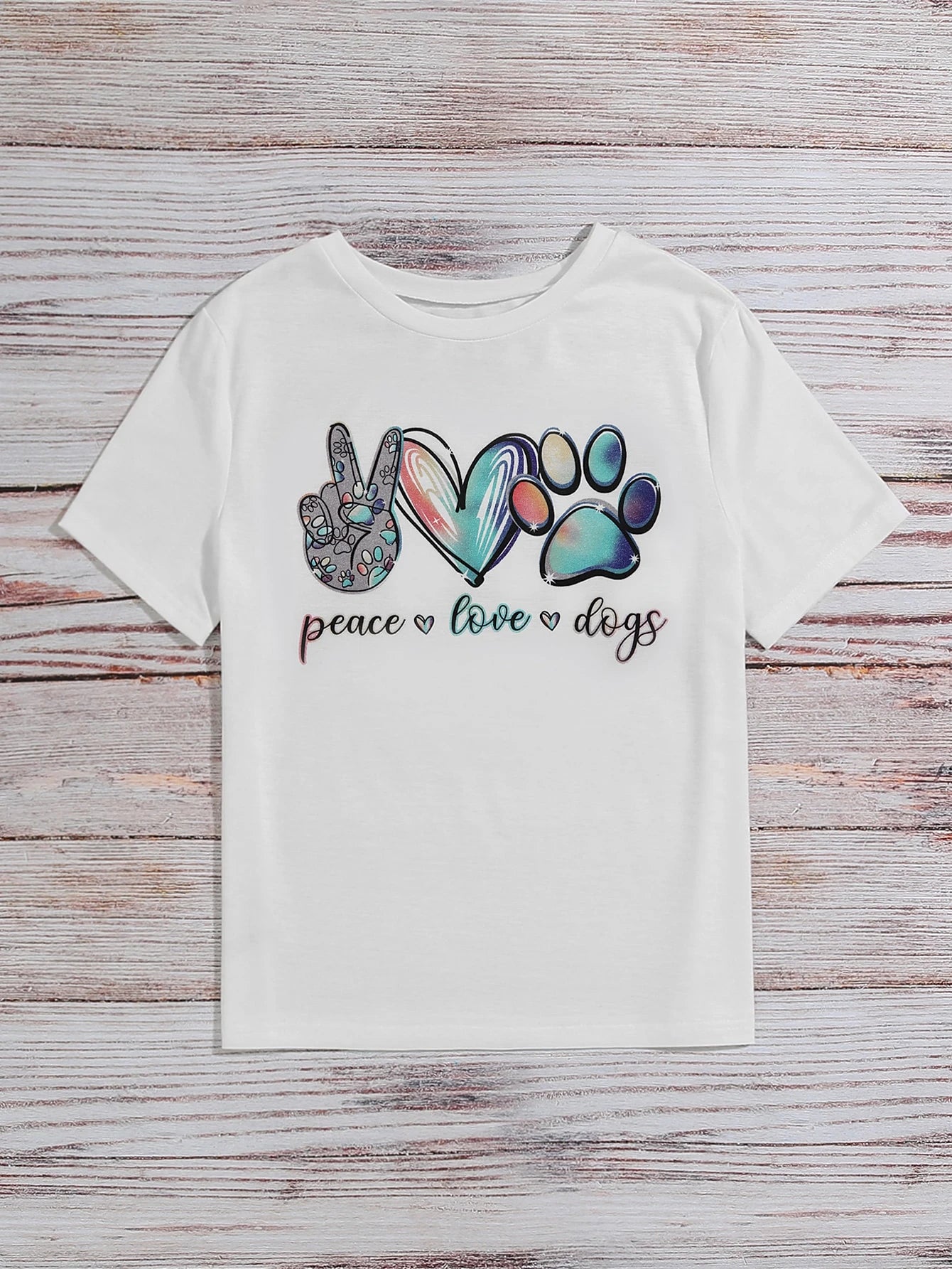 SHEIN LUNE Camiseta "peace - love - dogs"