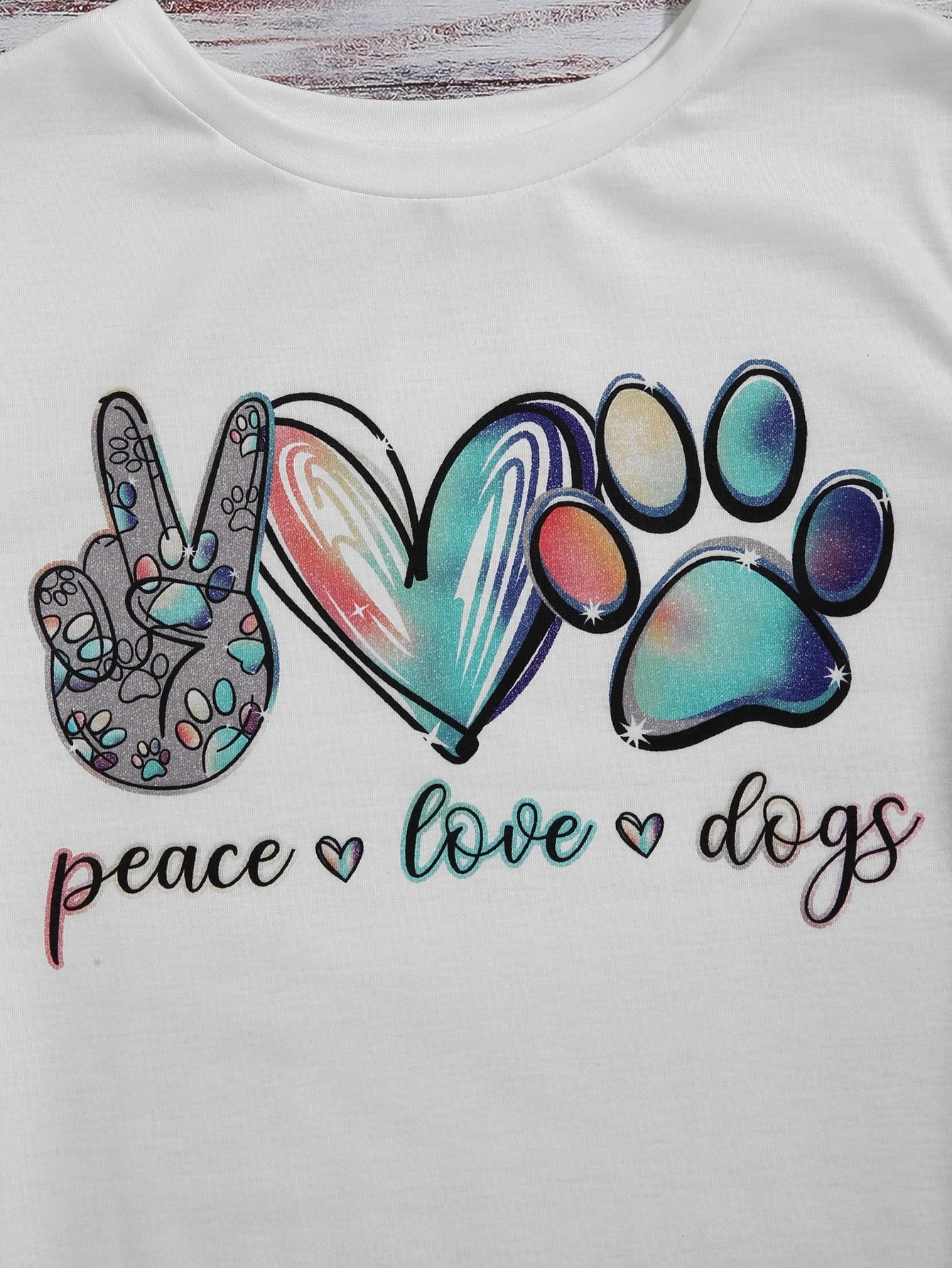 SHEIN LUNE Camiseta "peace - love - dogs"