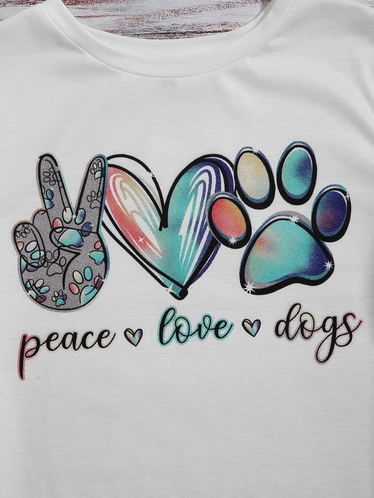 SHEIN LUNE Camiseta "peace - love - dogs"