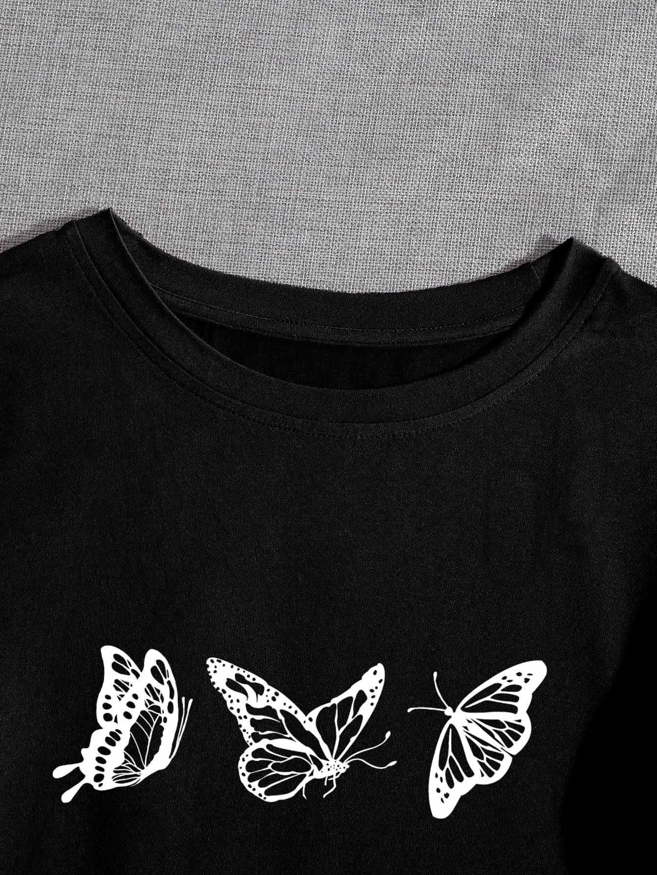 LUNE Butterfly Print Round Neck Tee