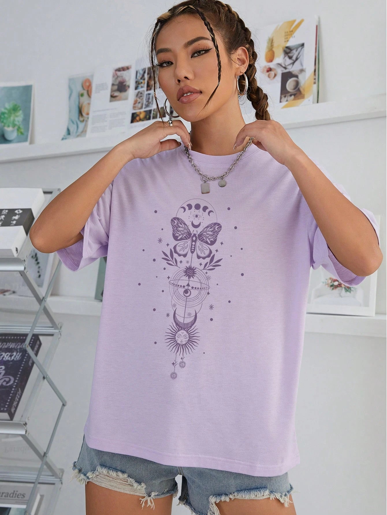 INAWLY Camiseta "Mariposa y Sol"