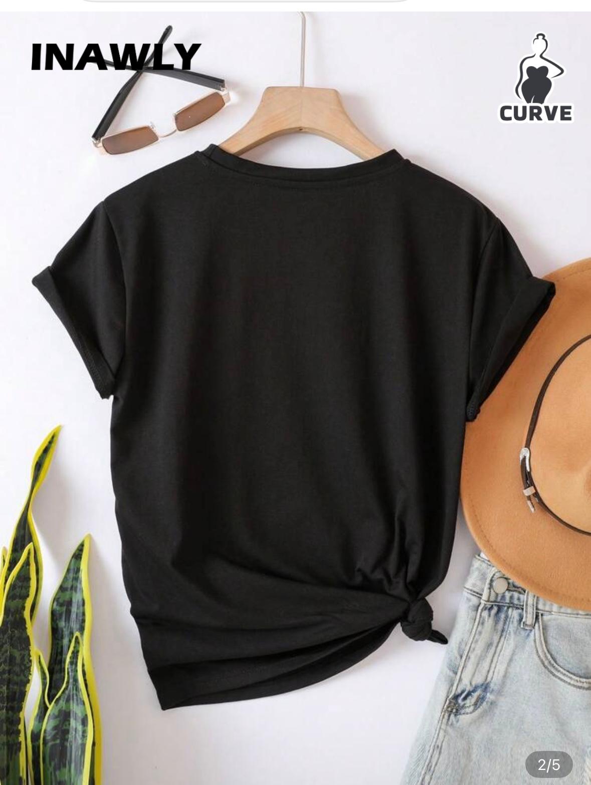 INAWLY Camiseta de hombros caídos unicolor